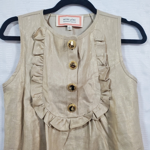 MORE OF ME MATERNITY Sleeveless Dress Gold Linen Size XS - Picture 2 of 7